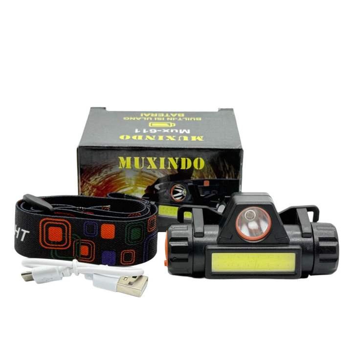 Senter Kepala LED COB Super Terang Rechargeable Headlamp Dual Mode Cahaya Putih Dilengkapi Magnet Kuat Senter Ikat Kepala Cas USB Untuk Bengkel Montir Service Mobil Motor Camping Memancing Outdoor Waterproof Tahan Air Praktis Ringan Awet - Gambar 8