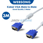 WEBSONG Kabel VGA Male to Male 3M 3 Meter High Quality Full HD Gold Plated Kabel Monitor PC Komputer Laptop Proyektor Projector Infocus TV LED LCD Alat Penghubung Layar Video Output Awet Stabil Anti Noise Serat Tembaga Original