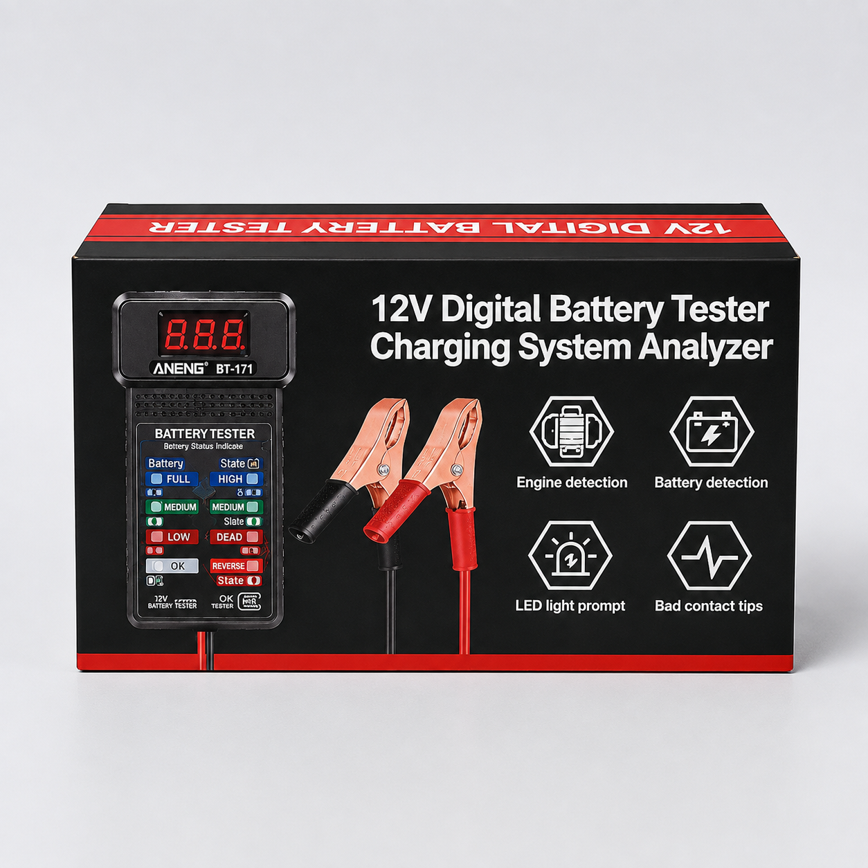 ANENG Tester Aki Mobil Digital 12V BT-171 LED Display Battery Voltage Tester dengan Clamp Pengukur Tegangan Car Battery Checker Alat Diagnostik Aki Kendaraan Otomotif Portable Akurat Mudah Digunakan - Gambar 9