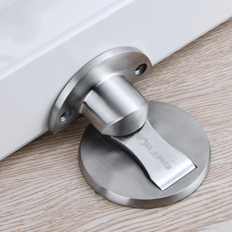 TAFFHOME Penahan Pintu Magnet Stainless Steel 304 Magnetic Door Stopper Anti Collision Ganjal Pintu Magnetik Anti Karat Pelindung Dinding Door Holder Floor Mounted Lengkap Baut Perekat Untuk Rumah Kantor Apartemen Hotel KAK-883 Silver - Gambar 5
