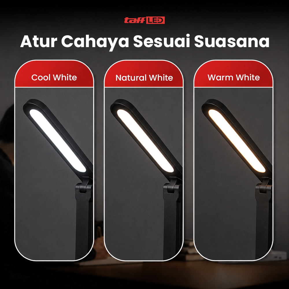 TaffLED Lampu Meja Belajar LED Hitam Eye Protection USB Model 8W 3 Color T302 Lampu Belajar Lampu Tidur Lampu Baca Lampu Meja Lipat 3 Warna Pelindung Mata Sentuh Dapat Diredupkan LED Kamar Tidur Membaca USB Lampu Meja - Gambar 3