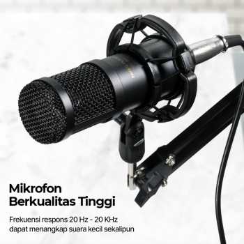 TaffSTUDIO BM-800 Hitam Mikrofon Kondenser XLR Condenser Microphone Set Shockproof Mount Mic Studio Rekaman Podcast Streaming Youtube Gaming Karaoke Smule Live Suara Jernih Anti Noise High Sensitivity Perlengkapan Alat Musik Vlog Audio Profesional Murah - Gambar 3
