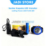 VANSTAR Senter Kepala LED V-801 Headlamp 35 Watt Super Terang Cahaya Putih Rechargeable Senter Kepala Cas Isi Ulang Hemat Energi Untuk Memancing Berburu Malam Camping Mendaki Gunung Perlengkapan Tukang Teknisi Baterai Awet Kuat Ringan Praktis