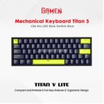 GAMEN Titan 5 Lite Mechanical Gaming Keyboard Blue Switch 87 Keys TKL - Keyboard Mekanik Gaming Abu Putih Gray White Awet Kuat Tahan Lama 50 Juta Klik - Aksesoris Komputer PC Laptop Gaming Office Kerja Kerja Minimalis Modern Ringkas Original Resmi Gamen