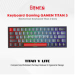 GAMEN Titan 5 Gray Mechanical Gaming Keyboard Blue Switch 87 Keys TKL - Keyboard Mekanik Lampu LED Backlight Gaming Abu Putih Gray White - Aksesoris Komputer PC Laptop Game Kerja Kantor Minimalis Estetik Kuat Awet 50 Juta Klik Original Resmi Garansi