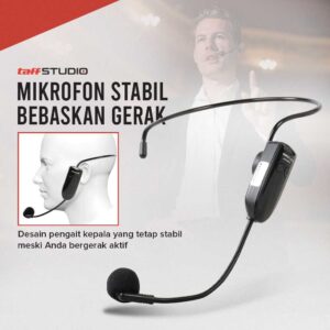 TAFFSTUDIO Wireless Microphone 2.4GHz Headset HX-W021 Mic Imam Masjid Tanpa Kabel UHF Mikrofon Telinga Headset Call Center CS Live Streaming Podcast Senam Ceramah Presentasi Shalat Tarawih Mic Clip On Wireless Profesional Baterai Rechargeable Jarak Jauh - Gambar 7