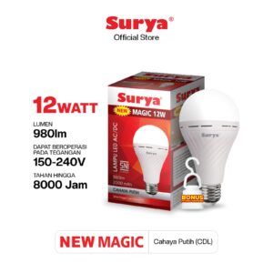 SURYA New Magic Lampu Emergency LED 12 Watt AC/DC Bohlam Cerdas Rechargeable Cahaya Putih 6500K Otomatis Backup Saat Listrik Padam Hemat Listrik dan Tahan Lama Hanya di Jadi Store Lamongan Jawa Timur - Gambar 7