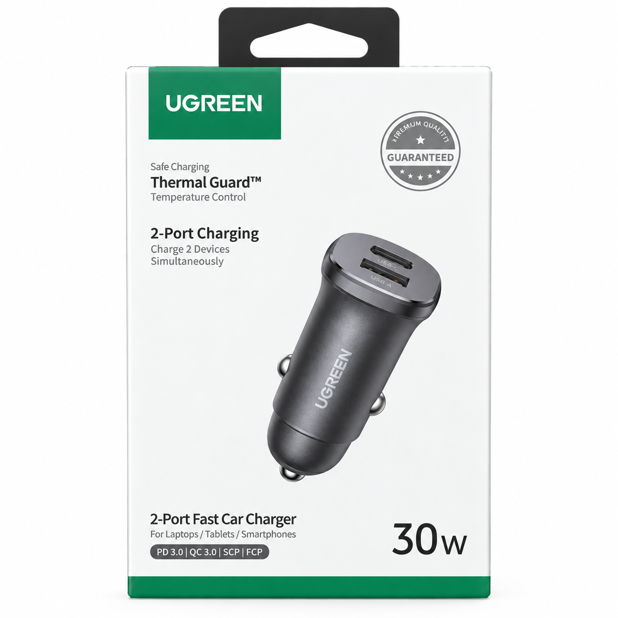 UGREEN 25845 Car Charger Mobil 30W Dual Port USB-C PD dan USB-A Fast Charging Aluminium Alloy Adaptor Kompak untuk Pengisian Smartphone Tablet GPS Dashcam Mendukung 12V-24V dengan Proteksi Over Voltage - Gambar 7