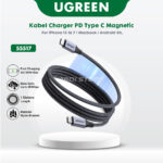 UGREEN 55517 Kabel Data Magnetic Self-Wrapping PD 100W Type C To Type C Fast Charging 5A - Solusi Kabel Rapi Otomatis Anti Kusut Untuk MacBook Pro iPad Samsung S24 Ultra Laptop Pengisian Daya Super Cepat dan Transfer Data Stabil Kualitas Premium