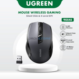 UGREEN 90545 Wireless Mouse Silent Click 2.4GHz USB 4000 DPI - Mouse Tanpa Kabel Senyap dan Ergonomis untuk Kerja Kantor Laptop PC MacBook Desain Slim Ringan Portabel Koneksi Stabil Jangkauan 10 Meter Solusi Kerja Nyaman Tenang Kualitas Premium - Gambar 6