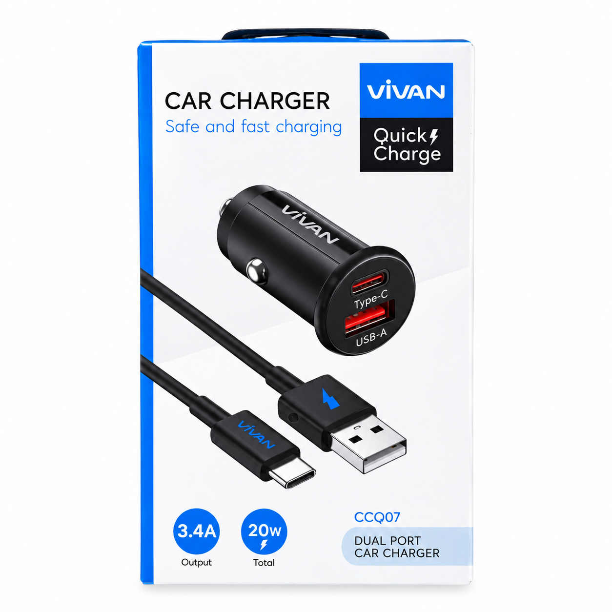 VIVAN CCQ07 Car Charger Mobil Fast Charging 20W Dual Port USB-A dan USB Type-C Adaptor Charger Mobil Pengisian Cepat untuk Smartphone dan Tablet dengan PD QC Desain Minimalis Material Fireproof PC Aluminium - Gambar 8