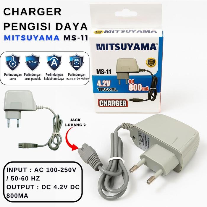 MITSUYAMA MS-11 Adaptor Charger Senter Kepala Jack Lubang Angka 8 - Casan Headlamp LED Universal 4.2V 800mA Kompatibel Berbagai Merk Senter Police Swat Dan Lampu Kepala Portable Awet Dan Aman Jadi Store - Gambar 5