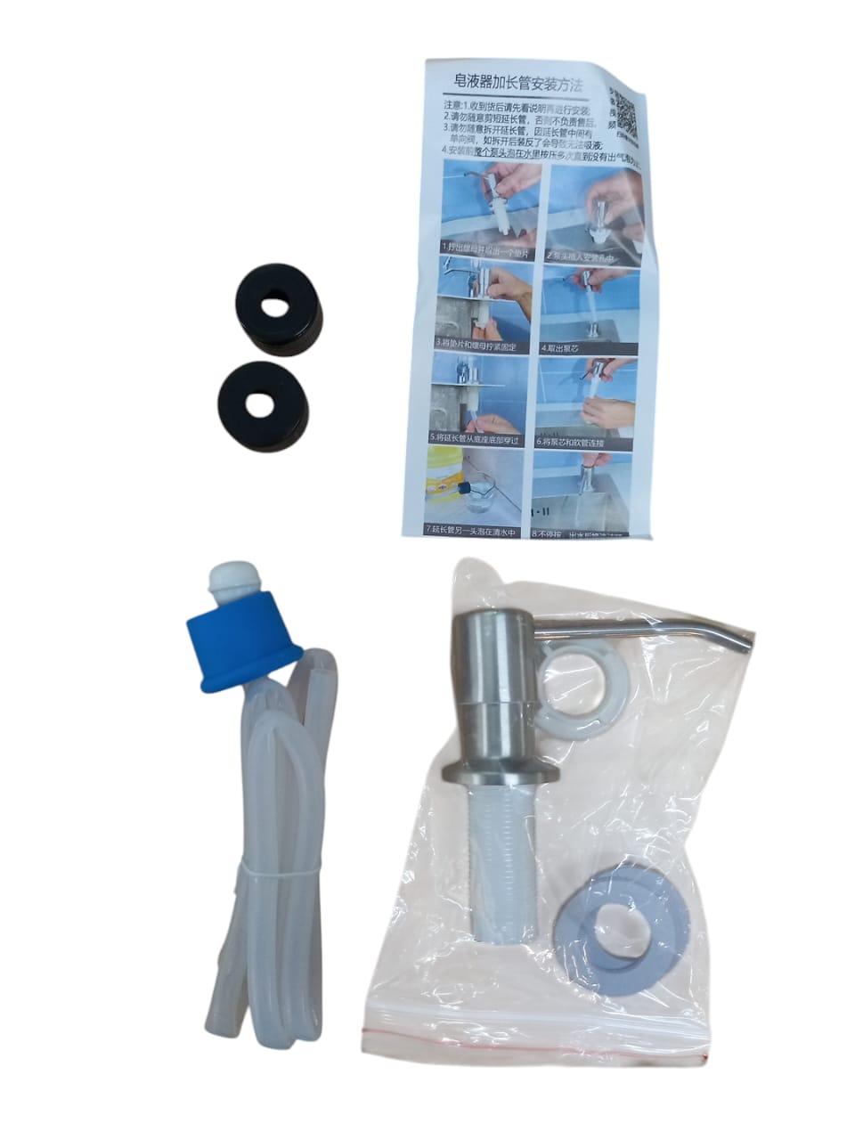 Gnimauhz Pompa Dispenser Sabun Cair FZ120 Selang 1M Soap Dispenser Stainless Steel Tempat Sabun Wastafel Cuci Piring Dapur Kamar Mandi Extension Hose untuk Botol Besar 3 Adapter Drat - Gambar 10