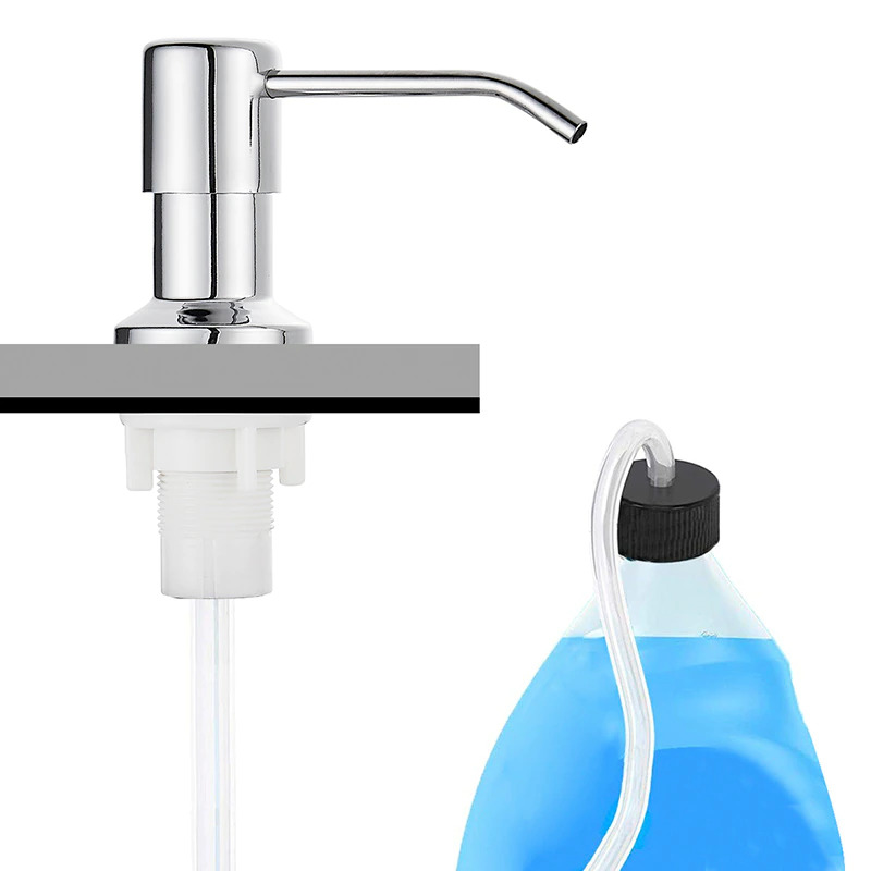 Gnimauhz Pompa Dispenser Sabun Cair FZ120 Selang 1M Soap Dispenser Stainless Steel Tempat Sabun Wastafel Cuci Piring Dapur Kamar Mandi Extension Hose untuk Botol Besar 3 Adapter Drat - Gambar 9