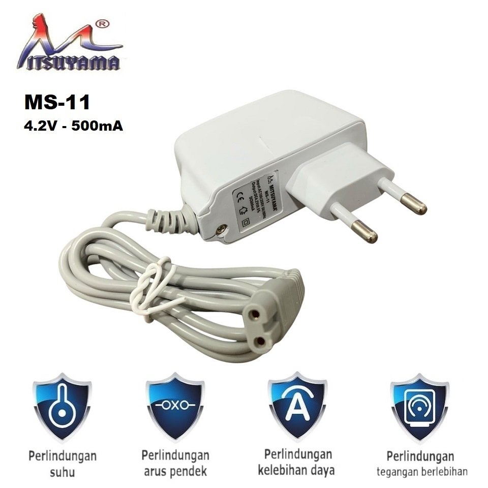 MITSUYAMA MS-11 Adaptor Charger Senter Kepala Jack Lubang Angka 8 - Casan Headlamp LED Universal 4.2V 800mA Kompatibel Berbagai Merk Senter Police Swat Dan Lampu Kepala Portable Awet Dan Aman Jadi Store - Gambar 4