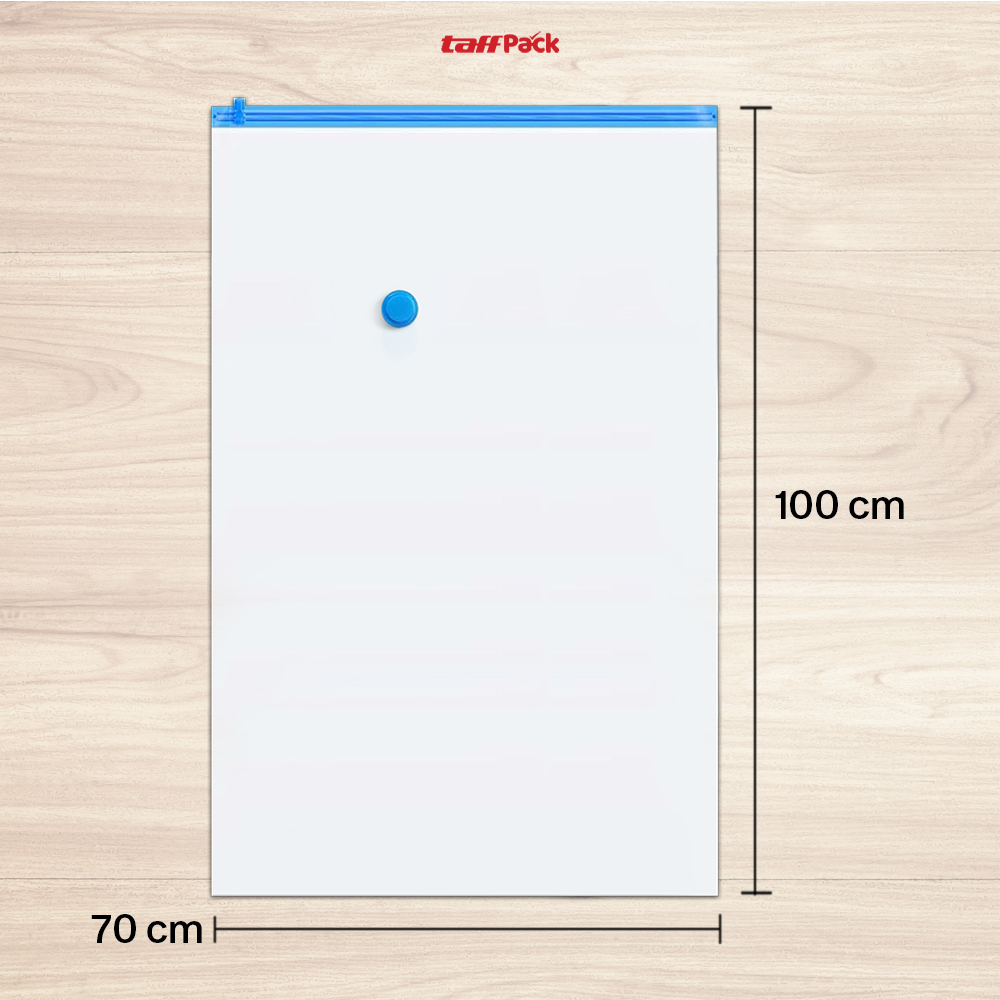 TaffPACK Kantong Plastik Vakum Pakaian 70x100cm Vacuum Compression Bag Jumbo Storage Organizer Baju Bed Cover Selimut Bantal Lemari Koper Travel Kedap Udara Anti Debu Anti Jamur Reusable Transparent - Gambar 6