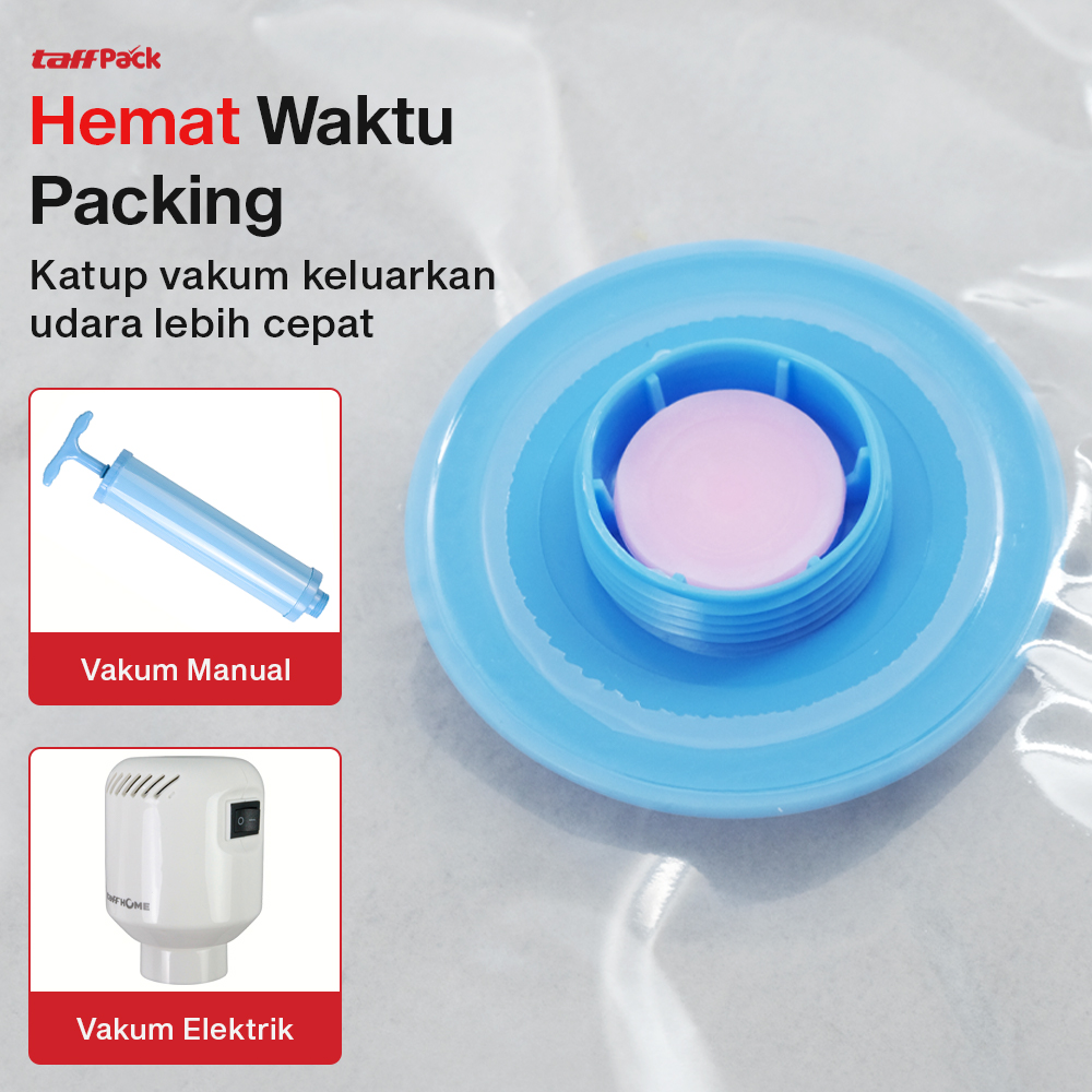 TaffPACK Kantong Plastik Vakum Pakaian 70x100cm Vacuum Compression Bag Jumbo Storage Organizer Baju Bed Cover Selimut Bantal Lemari Koper Travel Kedap Udara Anti Debu Anti Jamur Reusable Transparent - Gambar 5