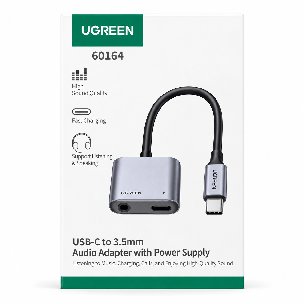 UGREEN 60164 Audio Splitter 2in1 Type C to USB C Jack 3.5mm DAC Converter Adapter PD 30W Fast Charging Pengisi Daya dan Musik Bersamaan Hi-Fi Jernih Support Mic Open Mic Gaming untuk Smartphone Portable - Gambar 2
