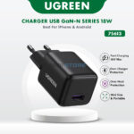 UGREEN Charger 18W GaN N-Series Original - Adapter Fast Charging USB Quick Charge QC 3.0 Solusi Pengisi Daya HP Yang Kompak Dingin Dan Aman Untuk iPhone Dan Android Kualitas Premium Jadi Store Lamongan