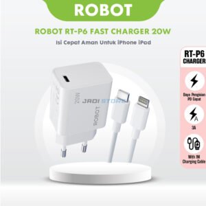 ROBOT RT-P6 Wall Charger 20W Fast Charging Original - Set Kepala Casan Dan Kabel Type C ke Lightning PD 3.0 Solusi Pengisian Daya Cepat Dan Aman Untuk iPhone Dan iPad Kualitas Premium Jadi Store Lamongan - Gambar 7