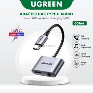 UGREEN 60164 Kabel Audio Splitter 2in1 Type C to USB C + Jack 3.5mm DAC Chip Converter Adapter 30W PD Fast Charging Pengisi Daya Dan Musik Bersamaan Kualitas Suara Hi-Fi Jernih Support Mic Open Mic Gaming Jadi Store Lamongan - Gambar 6