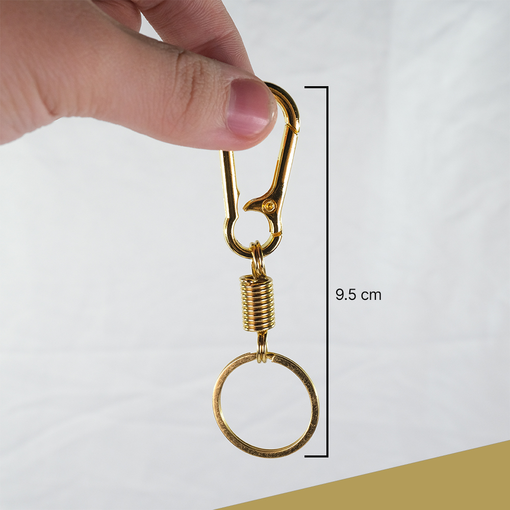 Taffware Carabiner Gantungan Kunci Gold Per Spring Keychain Stainless Steel SN14 Pengait Karabiner EDC Kait Tas Sabuk Botol Outdoor Anti Karat Pegas Kuat Ringan untuk Camping Hiking Perlengkapan Harian - Golden - Gambar 6