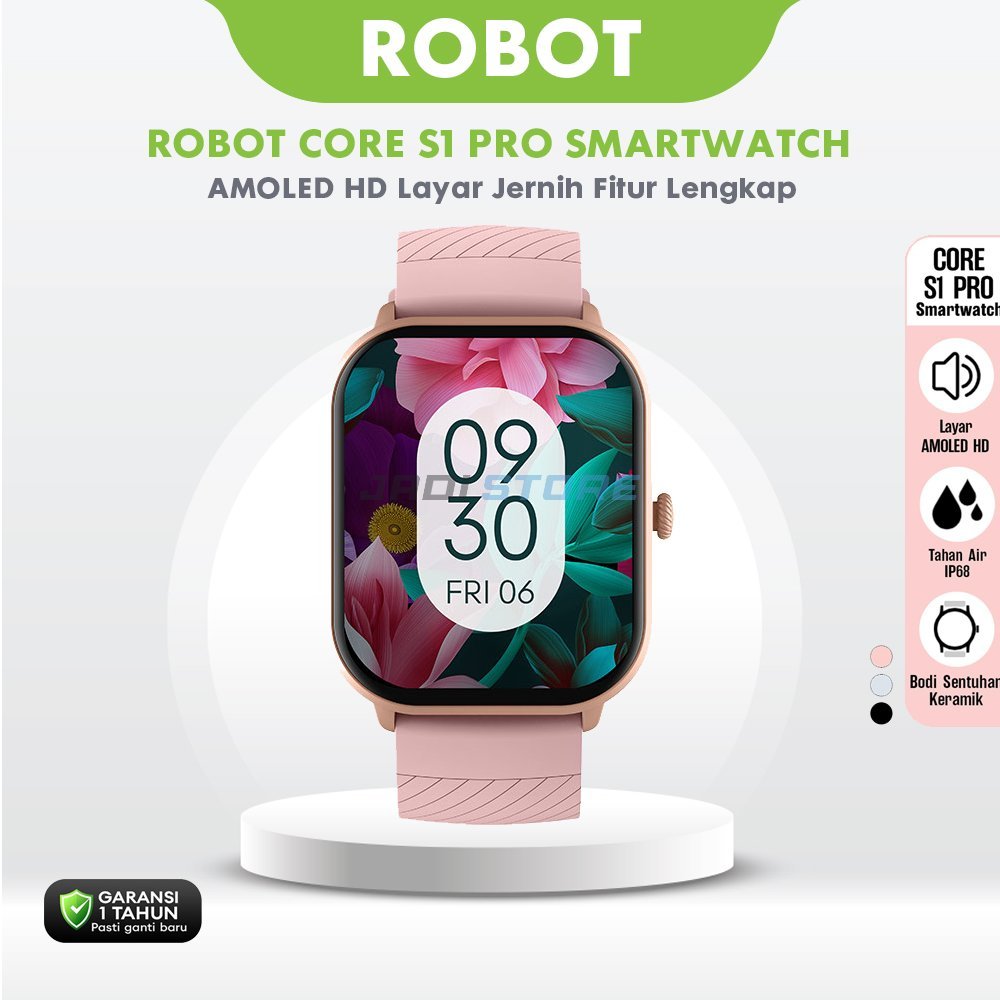 ROBOT Core S1 Pro Pink Smartwatch Original Layar 2.04 Inch AMOLED HD Display Waterproof IP68 Jam Tangan Pintar Ultra Thin Ringan 21g Fitness Tracker 100+ Mode Olahraga Heart Rate SpO2 Notifikasi Chat Bergaransi Resmi Jadi Store - Gambar 2