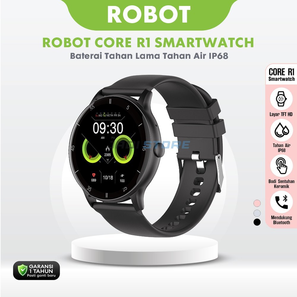 ROBOT Smartwatch Core R1 Jam Tangan Pintar Fitness Tracker Bluetooth IP68 dengan Monitor Detak Jantung Oksigen Darah Tekanan Darah 100+ Mode Olahraga Notifikasi WhatsApp Telepon Layar 1.26 Inch Baterai Tahan Lama 4-6 Hari untuk Pria Wanita Aktif - Gambar 2