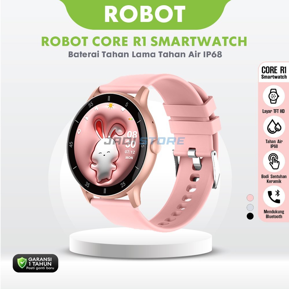 ROBOT Smartwatch Core R1 Pink Jam Tangan Pintar Fitness Tracker Bluetooth IP68 dengan Monitor Detak Jantung Oksigen Darah Tekanan Darah 100+ Mode Olahraga Notifikasi WhatsApp Telepon Layar 1.26 Inch Baterai Tahan Lama 4-6 Hari untuk Pria Wanita Aktif - Gambar 2