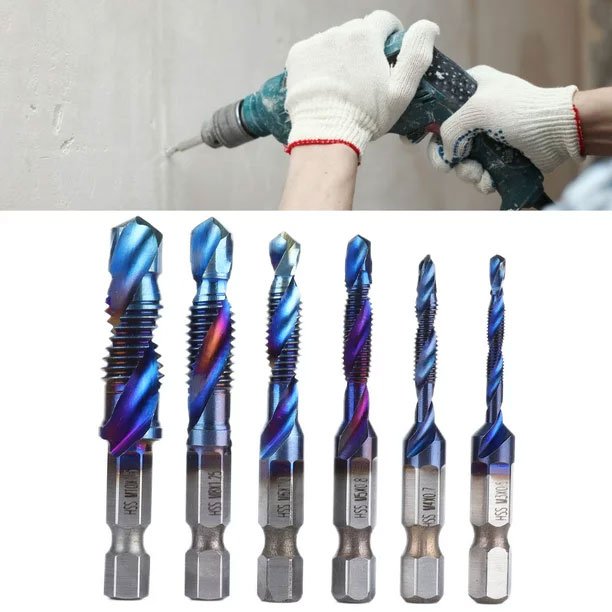 WALFRONT Mata Bor Drill Bit Countersink HSS M3-M10 6 PCS Mata Bor Drat Baut Set Pembuat Ulir Kecil Tap Senai Snai Mata Bor Ulir Baut Tap Drat Bor Besi Baja Kayu Aluminium Set Mata Bor Ulir Kombinasi Countersink Drill Bit HSS M3 M4 M5 M6 M8 M10 - Gambar 6