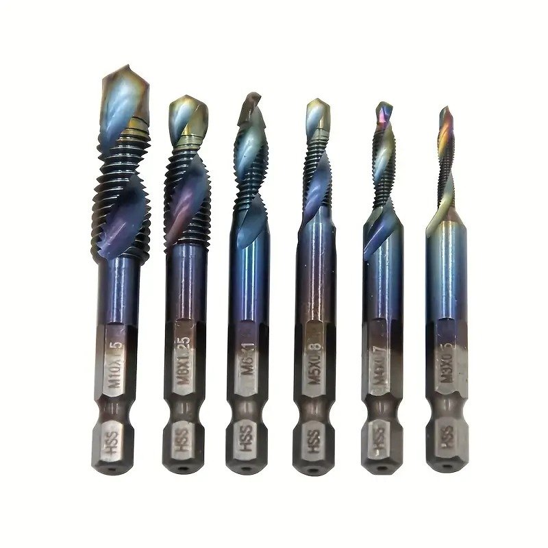 WALFRONT Mata Bor Drill Bit Countersink HSS M3-M10 6 PCS Mata Bor Drat Baut Set Pembuat Ulir Kecil Tap Senai Snai Mata Bor Ulir Baut Tap Drat Bor Besi Baja Kayu Aluminium Set Mata Bor Ulir Kombinasi Countersink Drill Bit HSS M3 M4 M5 M6 M8 M10 - Gambar 5