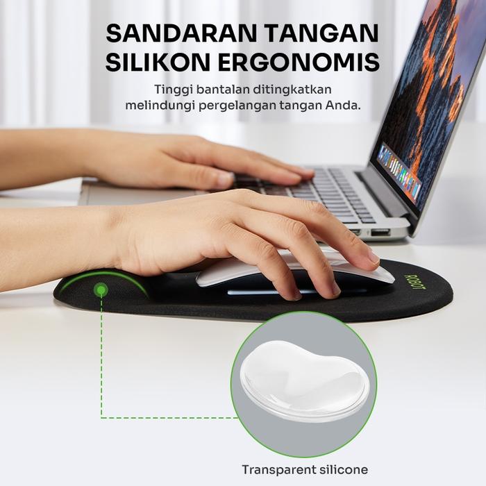 ROBOT RP02 Mousepad Ergonomic Wrist Rest Non Slip Gaming Office Mouse Pad Anti Slip dengan Bantalan Tangan Nyaman untuk Laptop PC Komputer Kerja Gaming Desain Lembut Original - Gambar 3