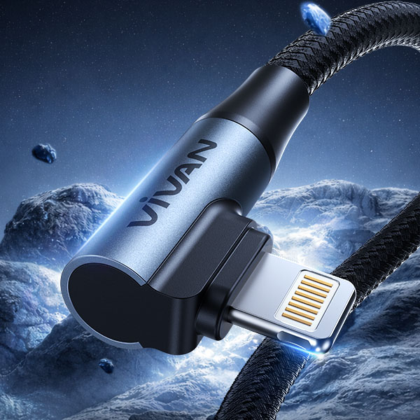 VIVAN VK90 CL100 Kabel USB C to Lightning Gaming 90 Derajat 100CM Fast Charging 30W Original Kabel Data iPhone iPad PD Quick Charge Anti Tekuk Nyaman untuk Main Game Garansi Resmi 1 Tahun Tahan Lama - Gambar 3