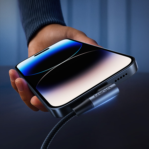 VIVAN VK90 CL100 Kabel USB C to Lightning Gaming 90 Derajat 100CM Fast Charging 30W Original Kabel Data iPhone iPad PD Quick Charge Anti Tekuk Nyaman untuk Main Game Garansi Resmi 1 Tahun Tahan Lama - Gambar 2