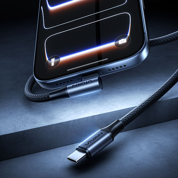 VIVAN VK90 CC100 Kabel USB C to USB C Gaming 100CM 90 Derajat Fast Charging 3.25A 65W Original Kabel Data Type C PD Quick Charge untuk Android Laptop Tablet Anti Tekuk Garansi Resmi 1 Tahun Tahan Lama - Gambar 6