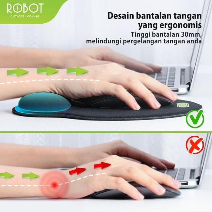 ROBOT RP02 Mousepad Ergonomic Wrist Rest Non Slip Gaming Office Mouse Pad Anti Slip dengan Bantalan Tangan Nyaman untuk Laptop PC Komputer Kerja Gaming Desain Lembut Original - Gambar 5