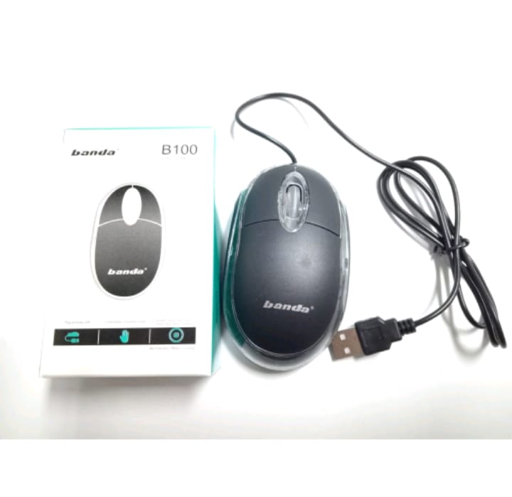 BANDA B100 Mouse USB Optical Original Mouse Komputer Laptop Wired Plug and Play Desain Ergonomis Responsif untuk PC Office Sekolah Warnet Kerja Harian Kabel Tahan Lama Navigasi Presisi - Gambar 3