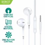 ROBOT RE10 Headset Original Handsfree Earphone Full Bass Wired Headset Robot RE10 Jack 3.5mm Suara Jernih Mic Built-in Nyaman Dipakai untuk Musik Call Gaming HP Android iPhone Laptop Kuat Tahan Lama