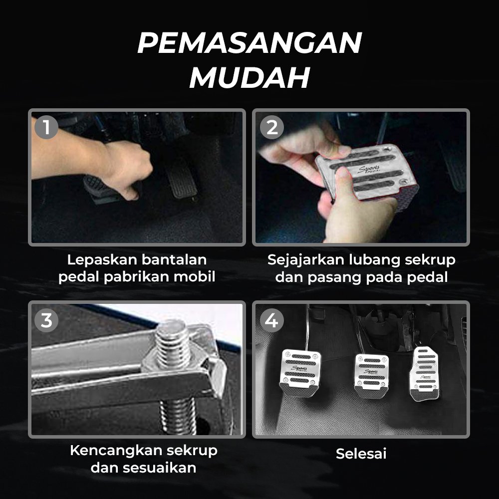 OTOHEROES Cover Pedal Mobil Manual Aluminium Alloy Gas Rem Kopling Universal XB-373 Silver Anti Slip Set Baut untuk Pedal Avanza Ayla L300 Kendaraan Manual Pengganti Pedal Lama Rusak Nyaman Digunakan - Gambar 8