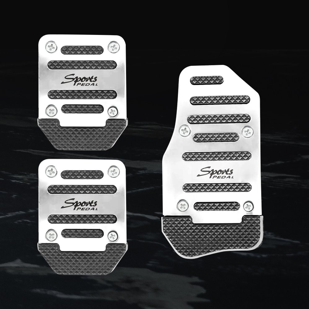 OTOHEROES Cover Pedal Mobil Manual Aluminium Alloy Gas Rem Kopling Universal XB-373 Silver Anti Slip Set Baut untuk Pedal Avanza Ayla L300 Kendaraan Manual Pengganti Pedal Lama Rusak Nyaman Digunakan - Gambar 6