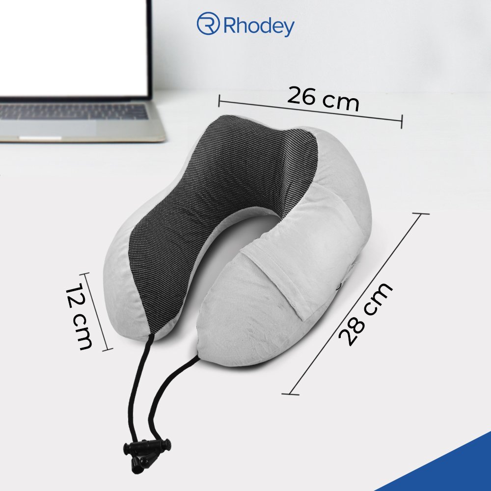Rhodey Travel-O Bantal Leher Travel Memory Foam U-Shape Neck Pillow SR43 Beludru Lembut Adjustable Penyangga Leher Portable untuk Tidur Traveling Mobil Pesawat Kereta Perjalanan Jauh Istirahat - Gambar 7