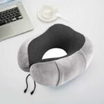 Rhodey Travel-O Bantal Leher Travel Memory Foam U-Shape Neck Pillow SR43 Beludru Lembut Adjustable Penyangga Leher Portable untuk Tidur Traveling Mobil Pesawat Kereta Perjalanan Jauh Istirahat - Gambar 4