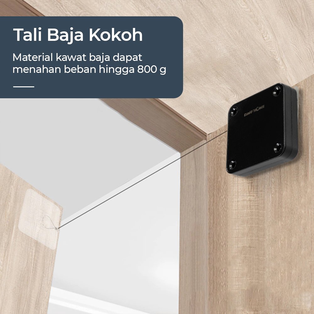 TaffHOME MO-206 Tutup Pintu Otomatis Automatic Door Closer 800g Penutup Pintu Auto Closer Tali Kawat Baja Perekat Tanpa Bor untuk Pintu Rumah Kantor Kamar Ruangan AC Kayu Plastik Metal - Gambar 7