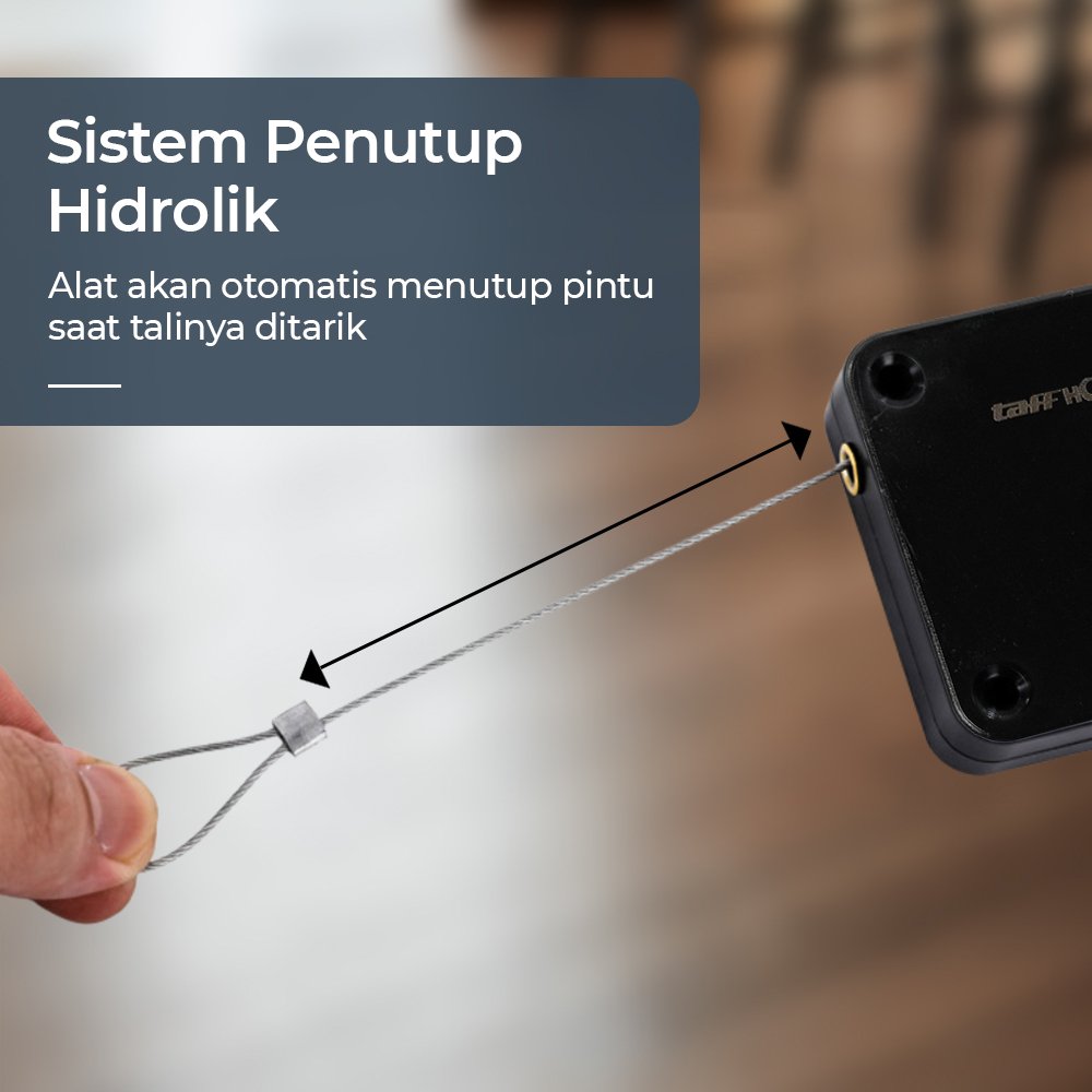 TaffHOME MO-206 Tutup Pintu Otomatis Automatic Door Closer 800g Penutup Pintu Auto Closer Tali Kawat Baja Perekat Tanpa Bor untuk Pintu Rumah Kantor Kamar Ruangan AC Kayu Plastik Metal - Gambar 6