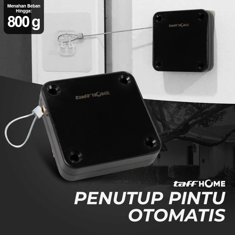 TaffHOME MO-206 Tutup Pintu Otomatis Automatic Door Closer 800g Penutup Pintu Auto Closer Tali Kawat Baja Perekat Tanpa Bor untuk Pintu Rumah Kantor Kamar Ruangan AC Kayu Plastik Metal - Gambar 4