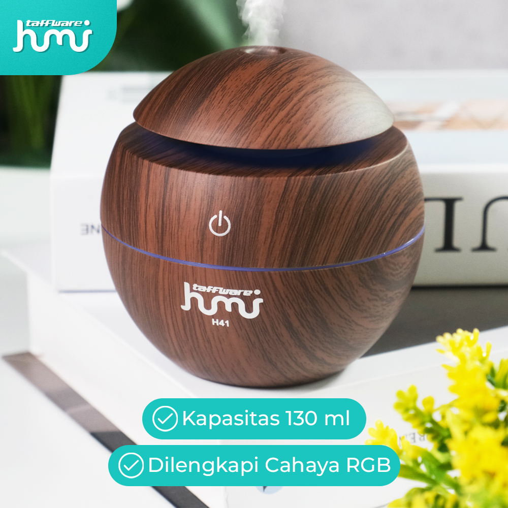 Taffware HUMI H41 Humidifier Mini Ultrasonic 130ml Aroma Diffuser Aromatherapy Pelembab Udara Penyemprot Mist Maker Minyak Esensial Desain Kayu Lampu LED Portable untuk Kamar Tidur Rumah KantorTaffware HUMI Air Humidifier Mini Ultrasonic Aroma Diffuser 130ml - H41 Aromatherapy Air Humidifier Desain Kayu Alat Pelembab Udara Penyemprot Udara Diffuser Minyak Esensial Aromatherapy Mist Maker Lampu Tidur LED Portable - Gambar 7