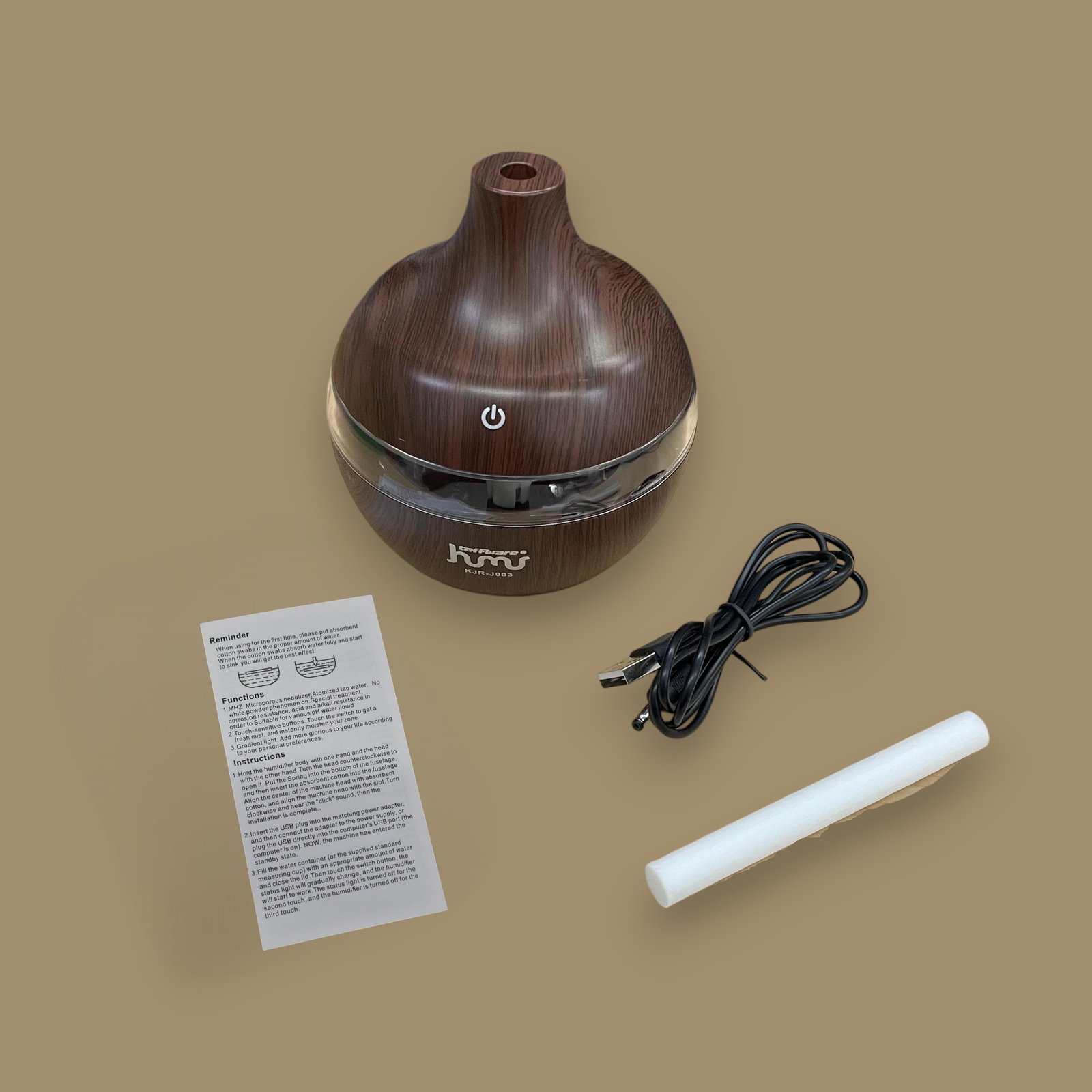 TAFFWARE HUMI Air Humidifier Ultrasonic Aroma Diffuser 300ml KJR-J003 Pelembab Udara Aromatherapy Mist Maker Essential Oil USB Portable Lampu Tidur LED RGB untuk Kamar Rumah Kantor Meja Kerja Ruangan AC - Gambar 11