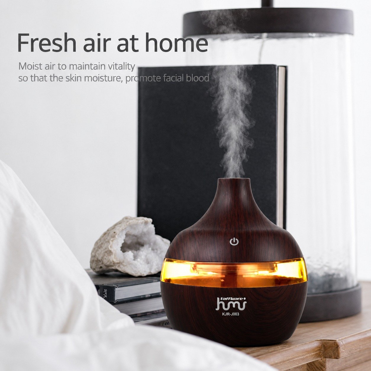TAFFWARE HUMI Air Humidifier Ultrasonic Aroma Diffuser 300ml KJR-J003 Pelembab Udara Aromatherapy Mist Maker Essential Oil USB Portable Lampu Tidur LED RGB untuk Kamar Rumah Kantor Meja Kerja Ruangan AC - Gambar 10