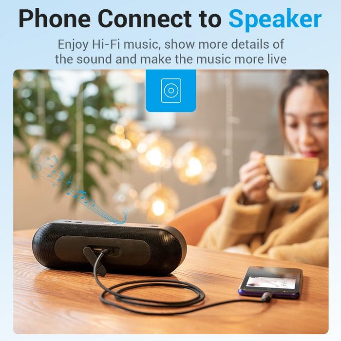 Vention BGK Kabel USB Type C ke AUX 3.5mm Jack Audio 1M Kabel USB C Male to 3.5mm Male Adapter Audio Stereo untuk HP Android Speaker Mobil Headset Amplifier Sound System DAC Suara Jernih Koneksi Stabil Aluminium Alloy Original - Gambar 5