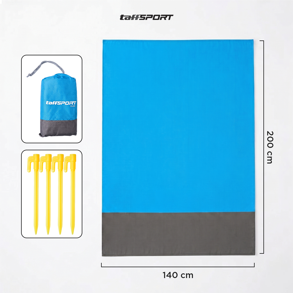 TaffSPORT FS-008 Tikar Lipat Camping Waterproof 140x200cm Biru Matras Piknik Outdoor Karpet Kemping Kemah Alas Tenda Footprint Groundsheet Anti Air Portable Lipat Ringan untuk Hiking Traveling Pantai dan Taman Original - Gambar 8